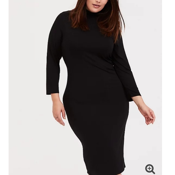 turtleneck bodycon midi dress